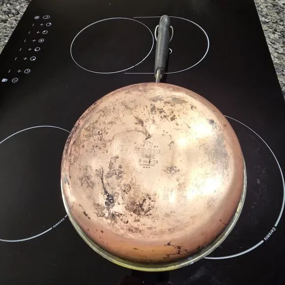 Vintage Revere Ware 1801 Copper Clad Bottom 9 Inch Skillet Frying Pan NO Lid - Picture 7 of 9